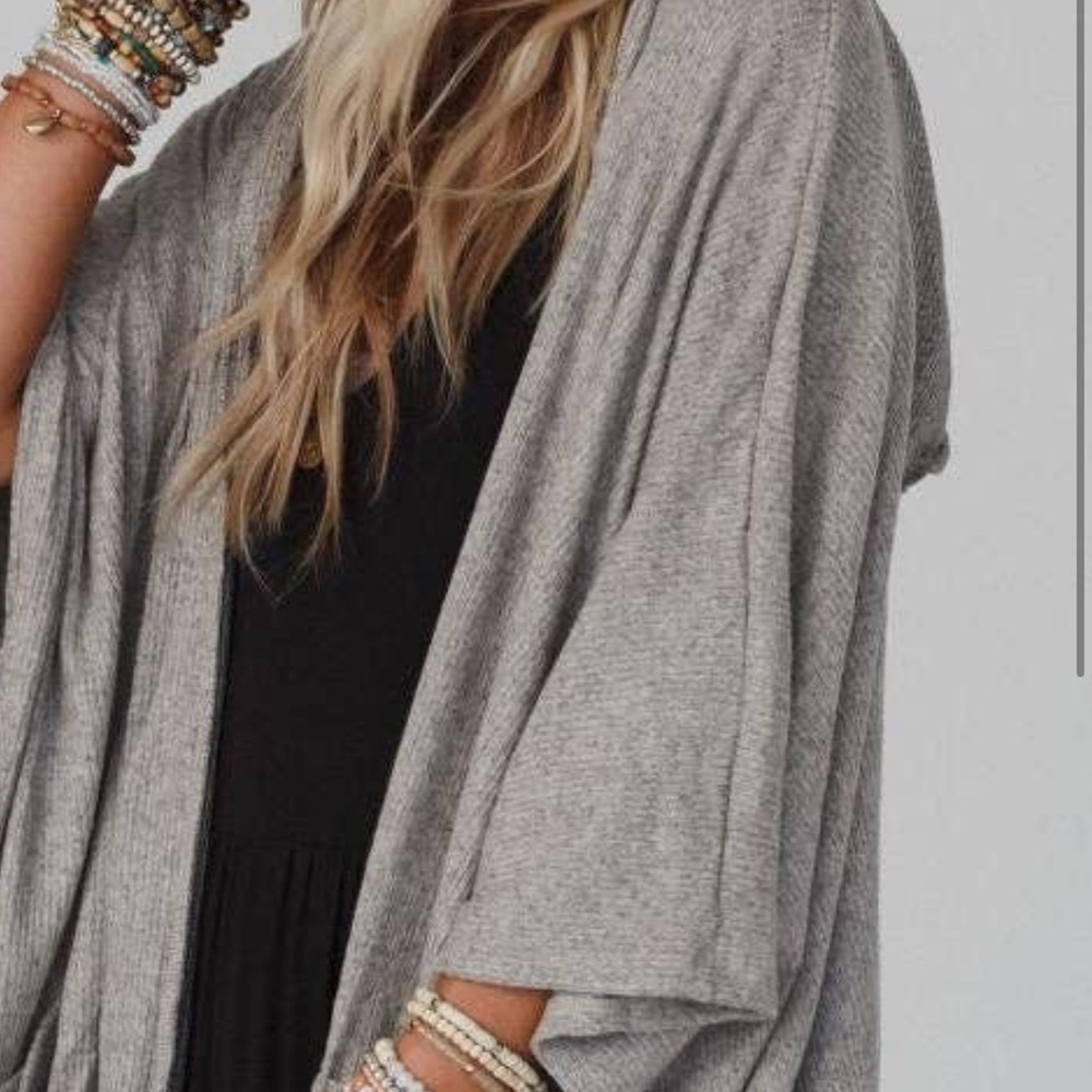 Three Bird Nest Gray Open-Front Cardigan - image 2